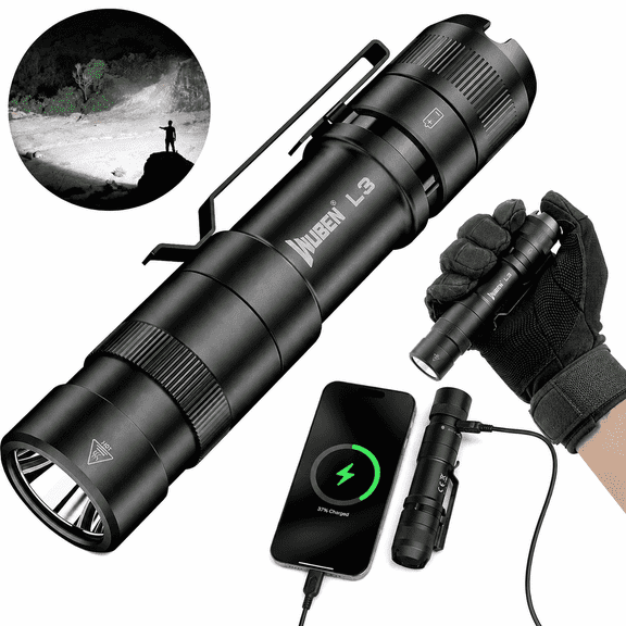 WUBEN L3 3000 Lumens Rechargeable Flashlight, USB-C Power Bank, 6 Modes, Waterproof Portable Flashlight for Camping, Emergency, Home and Outdoor Use