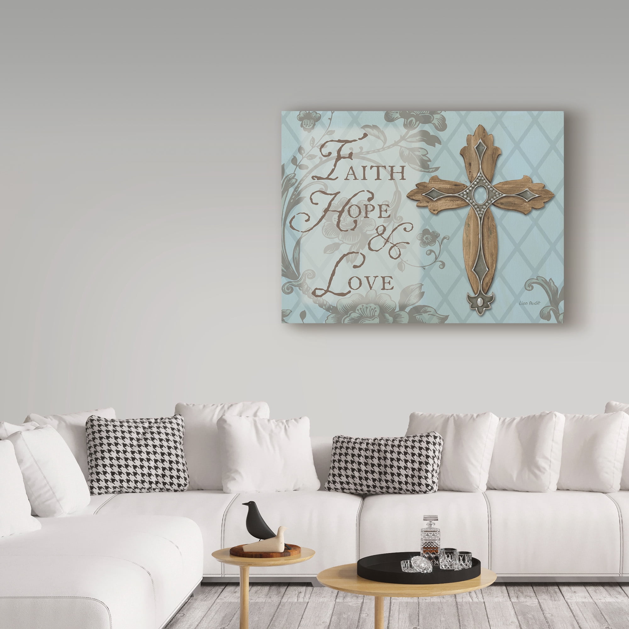 Trademark Fine Art 'Faith Hope Love Cross' Canvas Art by Lisa Audit