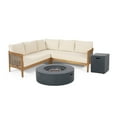 Christopher Knight Home Burchett Outdoor Acacia Wood and Round Wicker 5