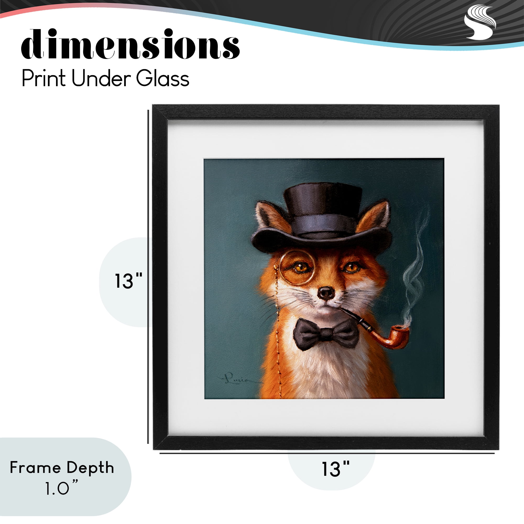 Stupell Industries Charming Dapper Fox Black Framed Print Under Glass, design by Lucia Heffernan