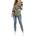 thumbnail image 6 of HUBERY Women Color Block Pocket Stitching O Neck Long Sleeves Shirt, 6 of 7