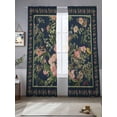 thumbnail image 2 of Black Flowers Sheer Curtains 84 Inch Length 2 Panels Set Window Treatments, Spring Floral Elegant Pastoral Vintage Rod Pocket Semi Curtains for Living Room/Bedroom/Kitchen Décor, 104"W x 84"L, 2 of 7