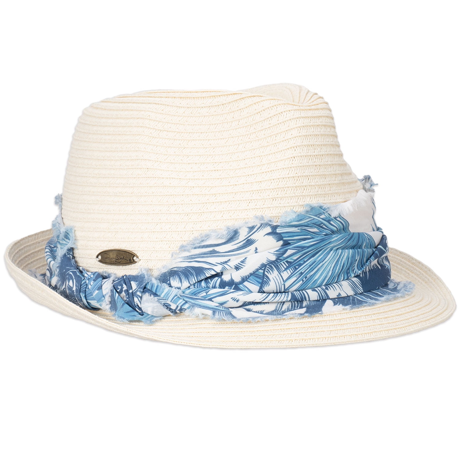 Tropical Print Frayed Hat Band 