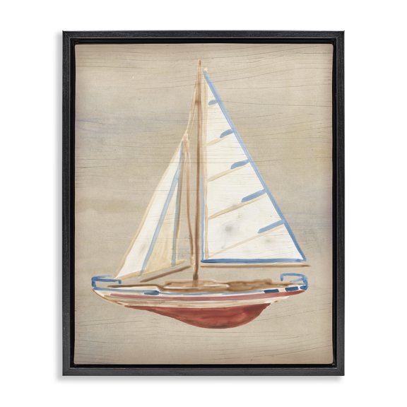 Stupell Industries Rustic Lodge Rustic Red Boat Black Floating Frame Canvas Art, 25 x 31, by June Erica Vess