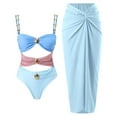 thumbnail image 6 of Solid Color Patchwork One-piece Swimsuit Set Women Fashion Multiple Styles Chic Conservative Metal Buckle Two Piece Set Swimsuit, 6 of 6