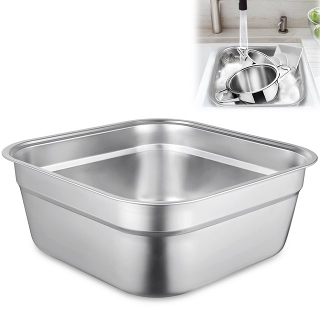 Cuenco para lavar de acero inoxidable, recipiente multiusos para fregadero, recipiente cuadrado grande para cocina, lavabo para lavar verduras, recipiente duradero para el hogar