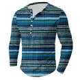 thumbnail image 1 of RXIRUCGD Men's Stripe Printing Button Casual Long Sleeve Round-Neck Blouses Shirts, Multicolor, Size: L, 1 of 4