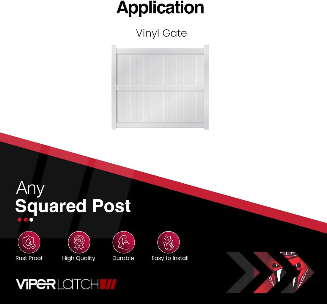 Safetech Hardware ViperX5-2 Two-Sided Gate Latch | Wrap Around Design - No Post Drilling | Padlock Lockable | Left & Right Reversible | Double Gate Access w/Push Button | 2” Vinyl & Aluminum - White