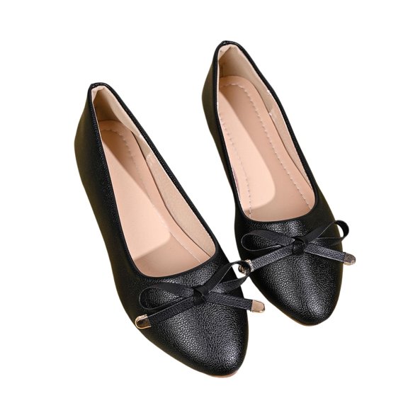 oqasdz Women Casual Shoes Slip On Low Heel Pointed Toe Ballet Shoes with Bow Design Comfort Wedding Solid Color Trendy Dressy Shoes Summer Outdoor