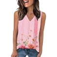 thumbnail image 4 of Womens Tank Top $4.98 Plus Size Sleeveless Printed V-neck Pullover Side Slit Loose Casual Top Multicolor M, 4 of 6