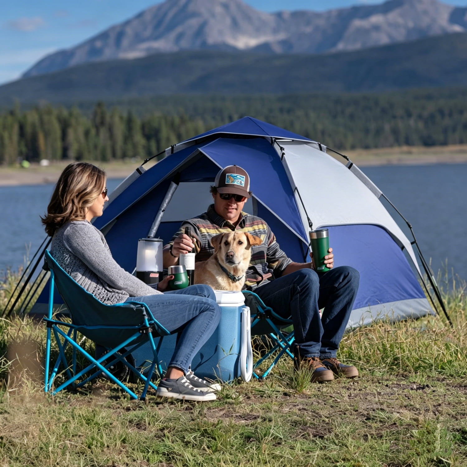 MAXVINI 4-Person 2-in-1 Camping Tent, 30s Easy Setup Instant Dome Tent, Waterproof Windproof with PU 3000mm, Double-Layer Design for Family Camping, Hiking, Beach & Outdoor Use