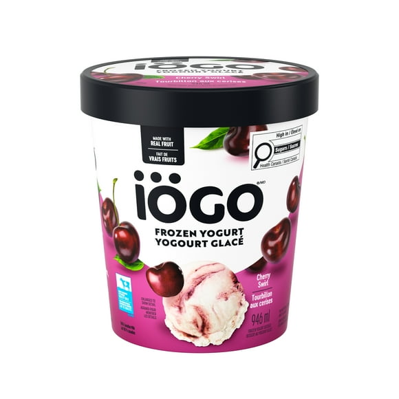 Yogourt glacé Tourbillon aux cerises, vanille avec tourbillon de fruits, préparé au Canada avec du lait 100&nbsp;% canadien, sans arômes ni colorants artificiels 946 mL