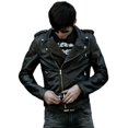 thumbnail image 1 of Spring Men's Long Sleeves Cable-stayed Zipper Leather Solid Color PU Coat, 1 of 5
