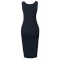 thumbnail image 3 of A2Y Women's Solid Fitted Classic Sleeveless Premium Cotton Midi Dress Midnight Navy S, 3 of 5