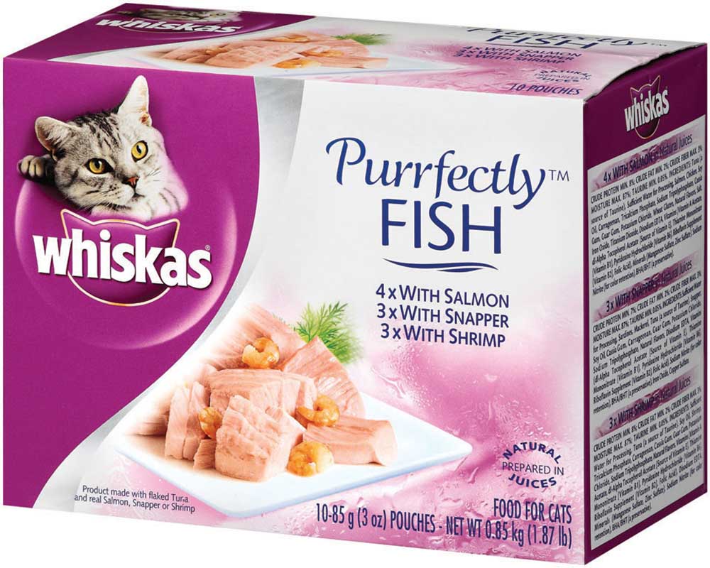 (10 Pack) Whiskas Purrfectly Fish Variety Pack Wet Cat Food, Featuring Salmon, 3 oz. Pouches - image 3 of 6