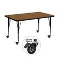 thumbnail image 2 of Flash Furniture Mobile 36''W x 72''L Rectangular Oak HP Laminate Activity Table - Height Adjustable Short Legs, 2 of 3