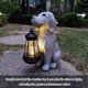 thumbnail image 3 of Estatua de jardín de perro solar Qobumy con farol LED para exteriores, 3 of 7