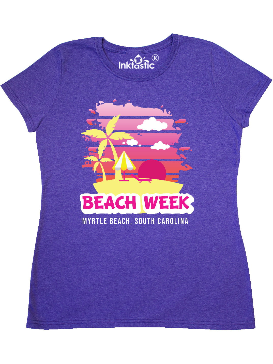 INKtastic - Beach Week Myrtle Beach South Carolina with Palm Trees Women's T-Shirt - Walmart.com ...