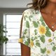 thumbnail image 5 of Blusa Zhyaj de manga corta con cuello en V y estampado floral bohemio para mujer, 5 of 6
