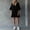 Black, variant on Morttic Women's Solid Color Casual Summer Puff Half Sleeve V-Neck Ruffle Mini Dress Perfect for Daily Commuting Wear Sky Blue,M