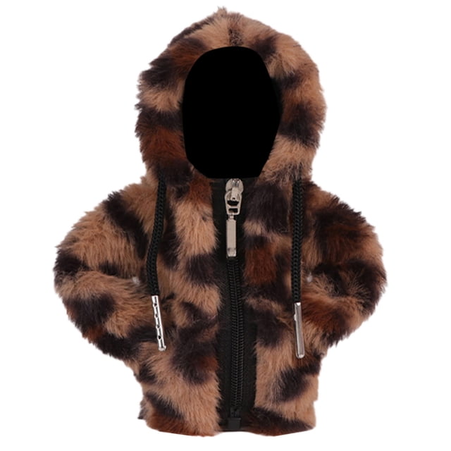 Traje de ganso con capucha de 7 pulgadas para escritorio Estatua de ganso para escritorio con cremallera Estampado de leopardo Disfraz de animal pequeño para festivales