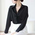 thumbnail image 2 of Chandail à Capuche Oversize pour Femmes, Chandail à Manches Trois-Quarts, Col en V, Mode, Noir, 2 of 3