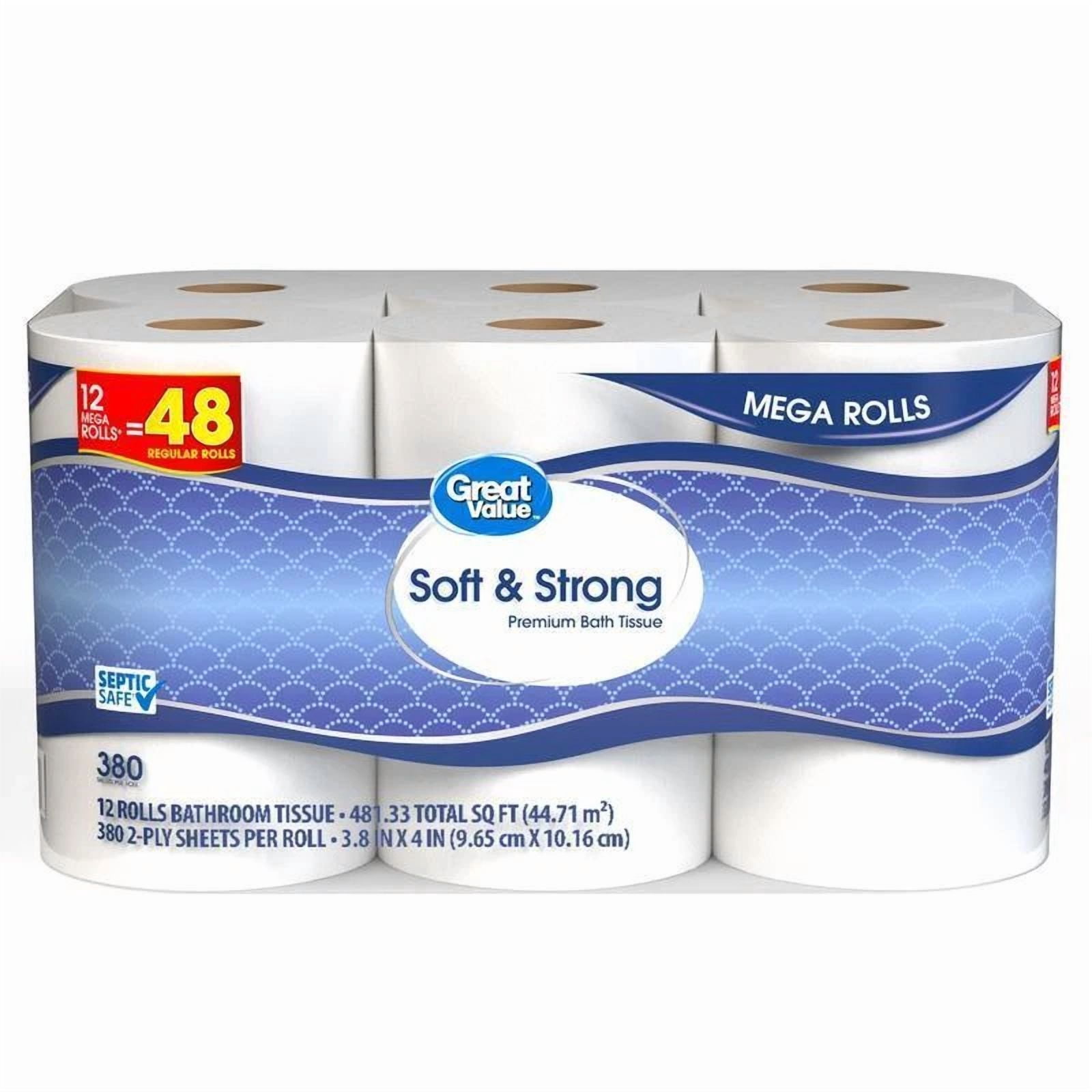 OZEA -Soft Strong 2-Ply Toilet Paper Mega Roll 12 Count Septic Safe Absorbent Domestic