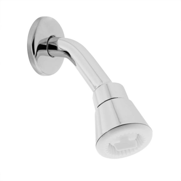 Shower Head Set with Non-Metallic Head, 6 Inch Metal Arm and Stainless Steel Flange, Polished Chrome Finish