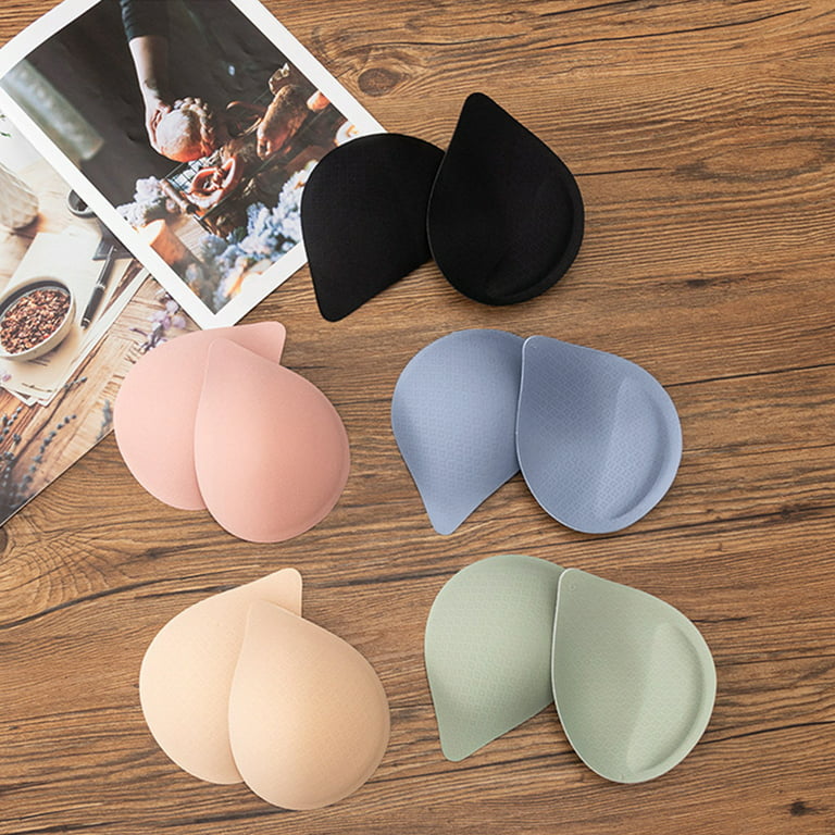 1 pair teardrop shape latex breast pad Insert Women's Bra Pads Breast  Enhancer Chest Push Up Cups for Swimsuits Yoga (Beige, M)