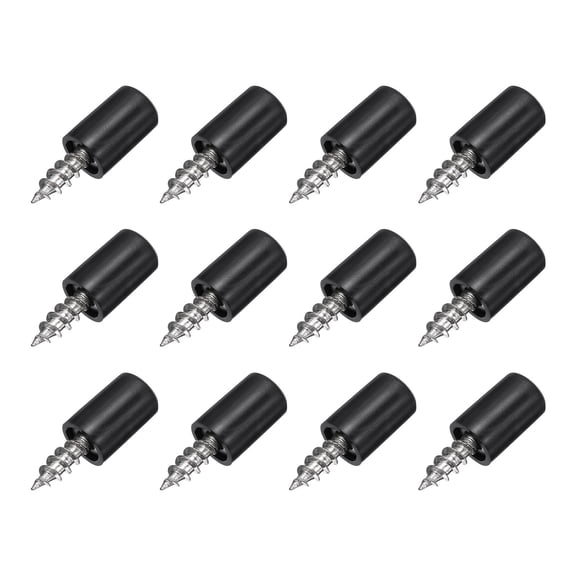 Uxcell Shelf Support Pegs, 12 Pcs Shelf Pins Self-Tapping Screws Cabinet Laminate Support for Kitchen Cupboard Wardrobes Bookcase Wood Shelves Furniture Closet Holder, Black Sleeve