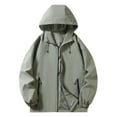 thumbnail image 4 of Fiaer,Womens Oversized Full Zip Softshell Jackets,Women's Loose Fit Windbreaker Waterproof Long Sleeve Drawstring Hooded Tops with Zipper Pockets Army Green XL, 4 of 5