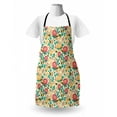 thumbnail image 3 of Floral Apron, Spring Ornamental Flower Blossoms in Warm Tones with Small Buds and Leaves, Unisex Kitchen Bib with Adjustable Neck for Cooking Gardening, Adult Size, Ivory and Multicolor, by Ambesonne, 3 of 4