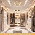 thumbnail image 2 of Homieasy 19'' - 60'' W Closet System with Wooden Drawers and Hanging Rods(Cut to Fit), White, 2 of 7