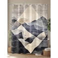thumbnail image 4 of Color Block Shower Curtain Set ，Waterproof Fabric Shower Curtains Modernism Blue Beige Geometric Shower Curtains for Bathroom,Bathroom Decor 54x"78", 4 of 6