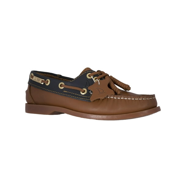 Zapato estilo Top Sailer piel genuina náutico proceso artesanal combinación de miel con marino talla 25