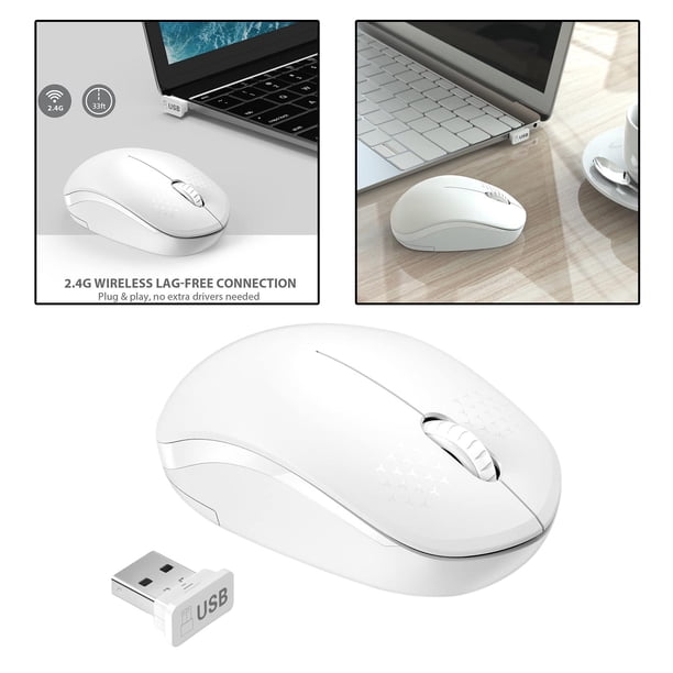 Ratón Inalámbrico de 1000 DPI, Mouse Móvil con Receptor USB, Botones Silenciosos, Adecuado para Computadora Portátil, Computadora de Escritorio blanco CUTICAT ratón de computadora ratón inalámbrico