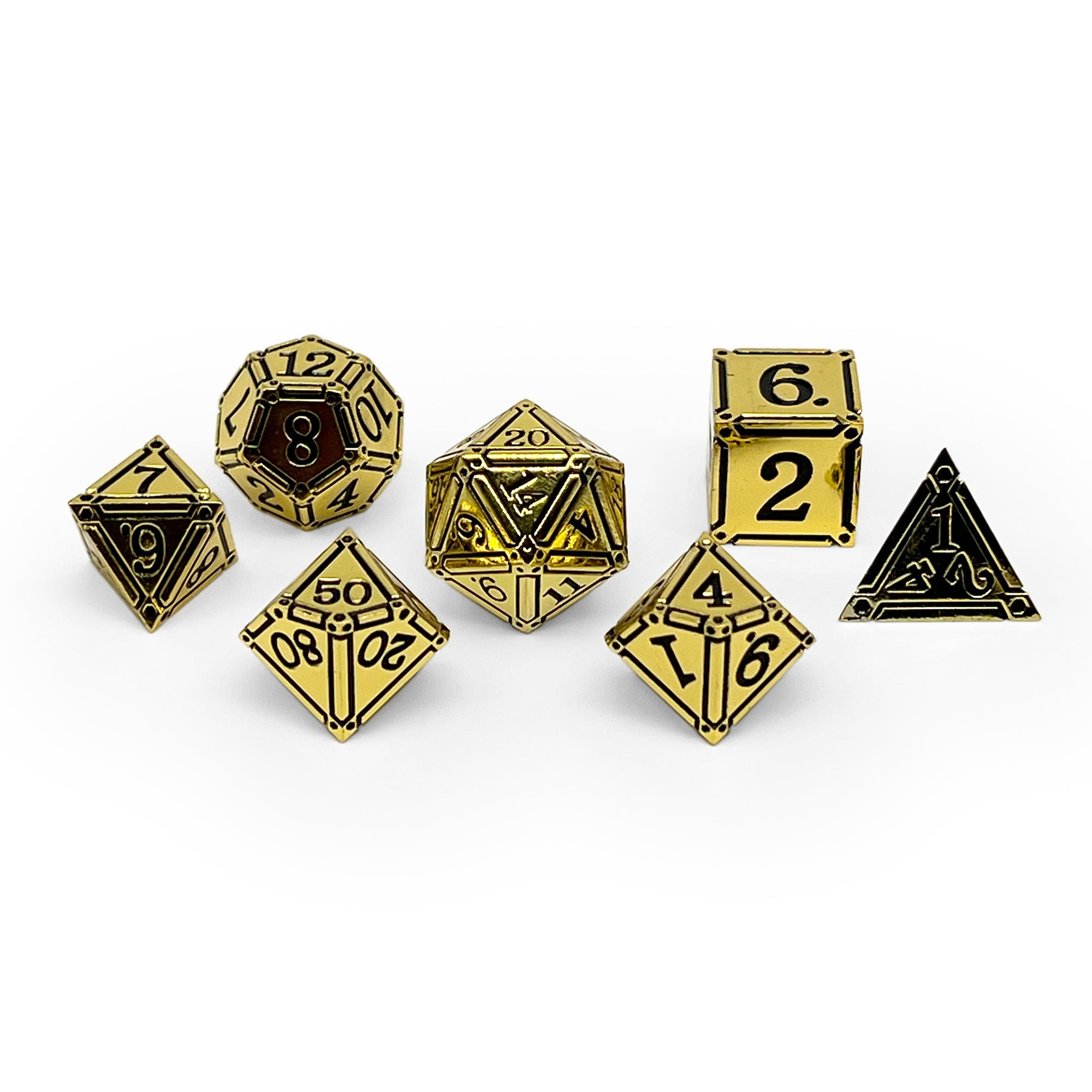 DnD Dice | Ironworks - Ancient Treasures 7 Piece RPG set Alloy Dice | Norse Foundry