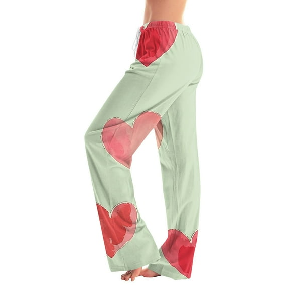 Valentines Pajamas Pant for Women Holiday Elastic Waist Cute Valentine's Day Pajama Pants Comfy Drawstring Sleepwear Long Pajamas Pants