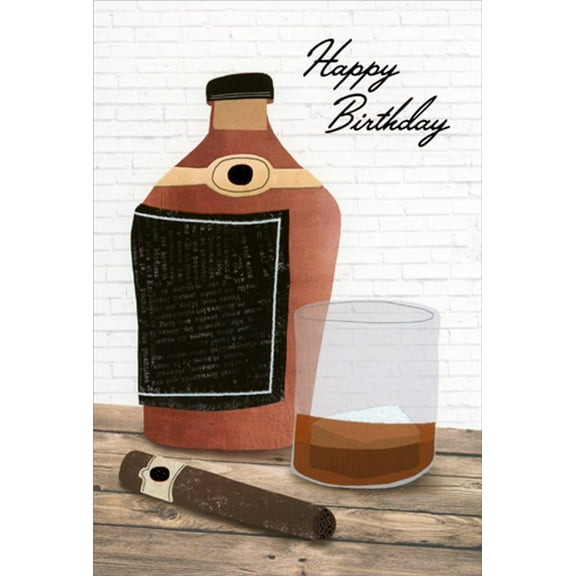 Pictura Bottle, Drink and Cigar Birthday Card for Him : Man