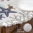 thumbnail image 4 of Summer Coral Shell Starfish Fitted Round Tablecloths Elastic Edged Table Covers 36"-44",Waterproof Table Cloth for Kitchen Holiday Party Tables Decor, 4 of 9
