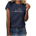thumbnail image 2 of Odbmxy Women Plus Size Crew Neck Short Sleeve Blue T-Shirt Casual Loose Print Tops, 2 of 8