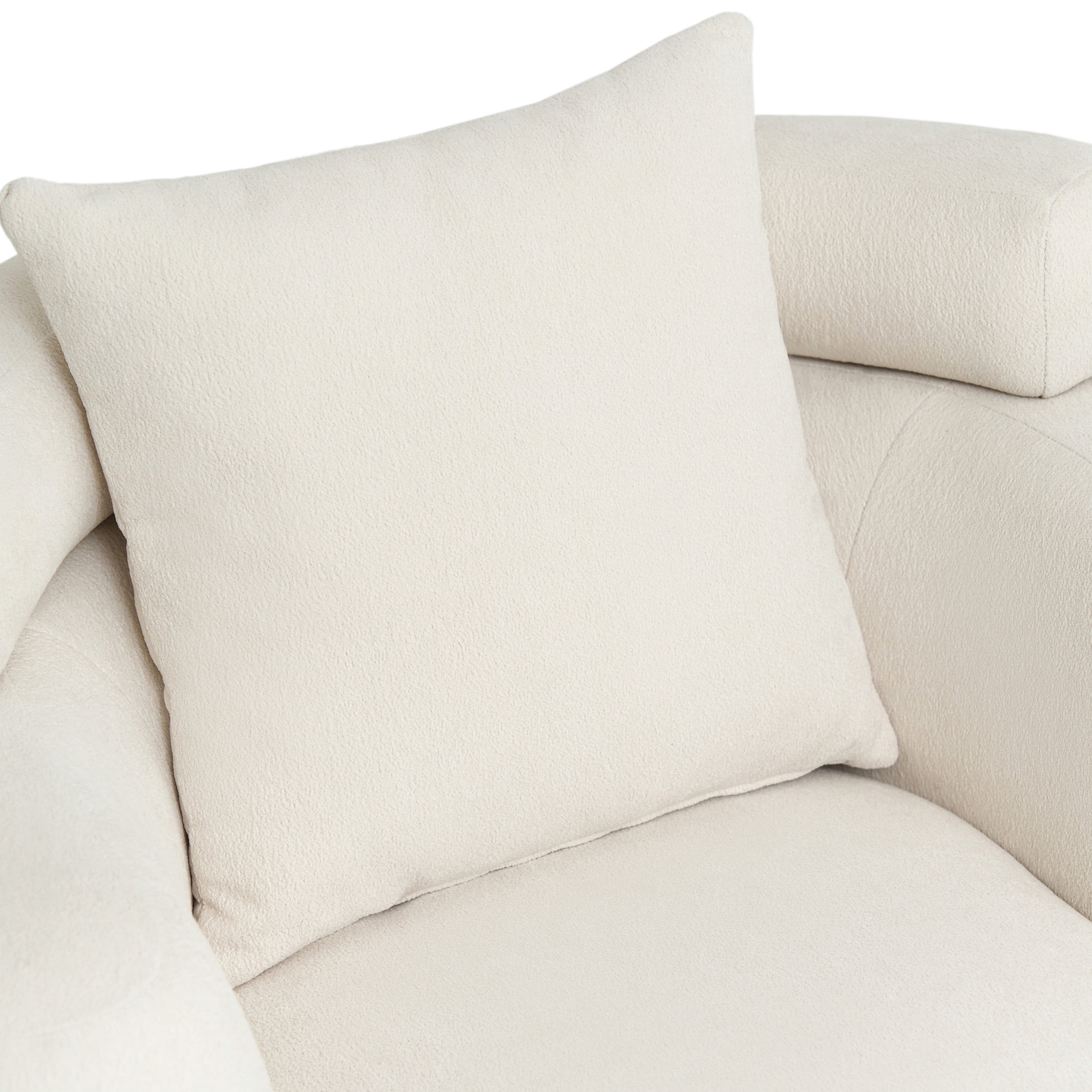 Noble House Arlais 38" Nordic Style Lazy Club Chair, Upholstered Chenille Bucket Accent Sofa with Pillows, White