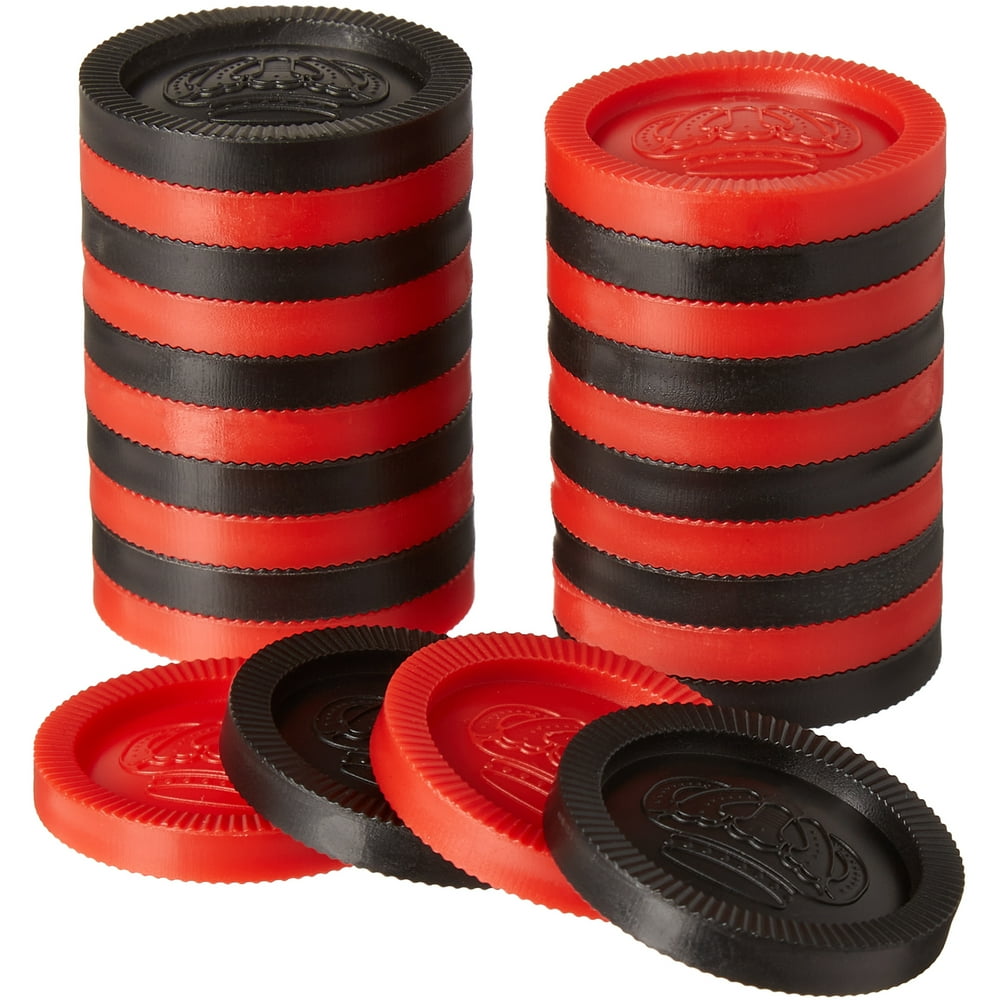 Brybelly 24 Replacement Checkers Extra Red/Black Interlocking Plastic
