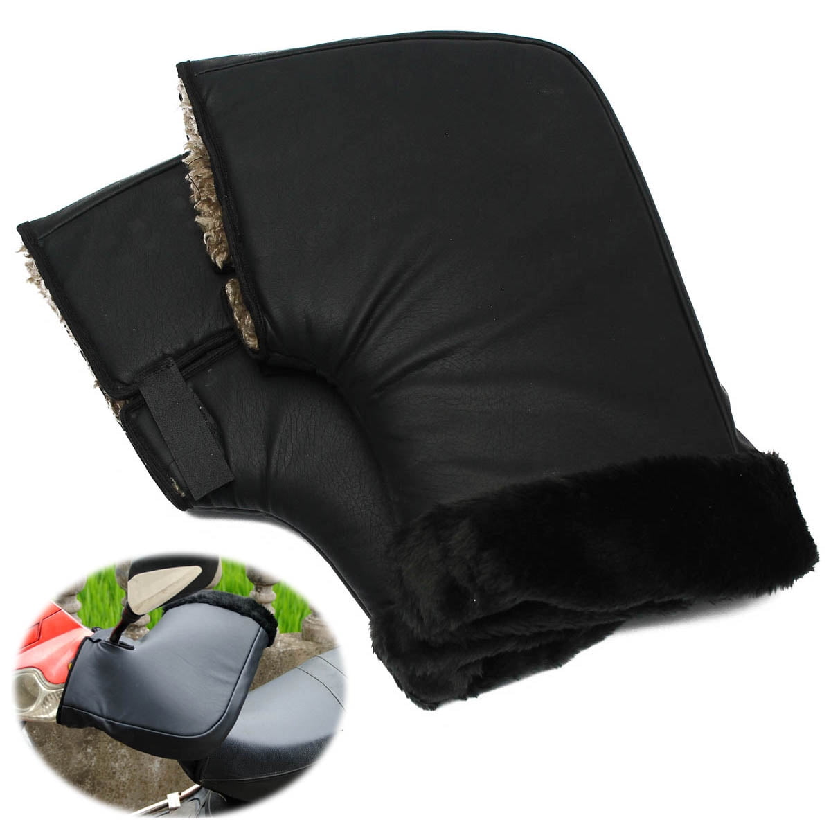 AUDEW Pair Waterproof Motorcycle Grip HandleBar Muff Winter Warmer Thermal Cover Glove