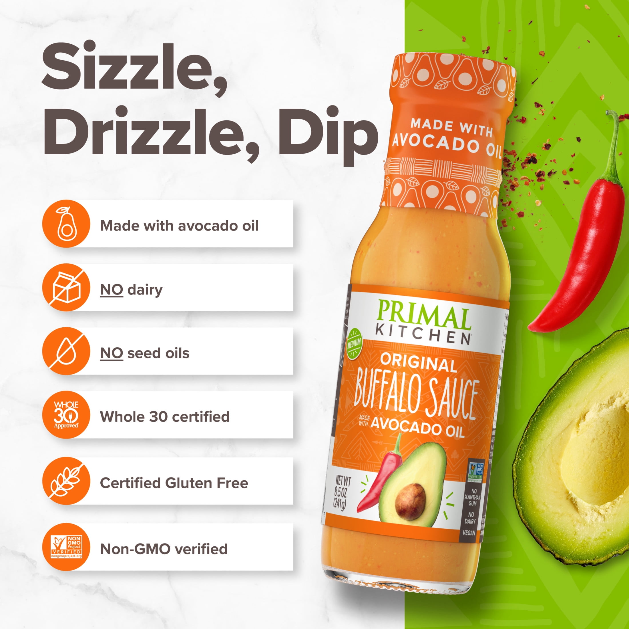 Primal Kitchen Original Buffalo Sauce 8.5 oz Bottle