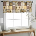 thumbnail image 2 of Sunflowers Valance Curtains for Kitchen/Living Room/Bathroom/Bedroom Window, Rod Pocket Small Topper Half Short Window Curtains Voile Sheer Scarf, Retro Country Butterfly Bee Floral Plaid 42"x18", 2 of 8