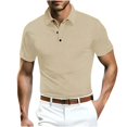 thumbnail image 3 of DDAPJ pyju Mens Textured Polos Shirt Slim Fit Stretch Golf Shirt Business Casual Short Sleeve Collared T-shirt Liquidación Khaki XXL, 3 of 4