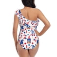 thumbnail image 5 of Cauagu 4th Of July Print Women's Sexy One Piece Swimsuits One Shoulder Ruffle Tummy Control Bathing Suit Slimming Swimwear-Large, 5 of 6