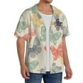 thumbnail image 2 of Uemuo Butterfly Pattern Cotton Linen Short Sleeve Shirts,Casual Lightweight Button Down Shirts,Vacation Beach Summer Tops-Large, 2 of 7
