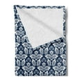 thumbnail image 2 of Damask Soft Flannel Fleece Blanket, Antique Floral Ornament with Baroque Curls Curves Foliage Nature Theme, Cozy Plush for Indoor and Outdoor Use, 70" x 90", Dark Petrol Blue White, by Ambesonne, 2 of 5